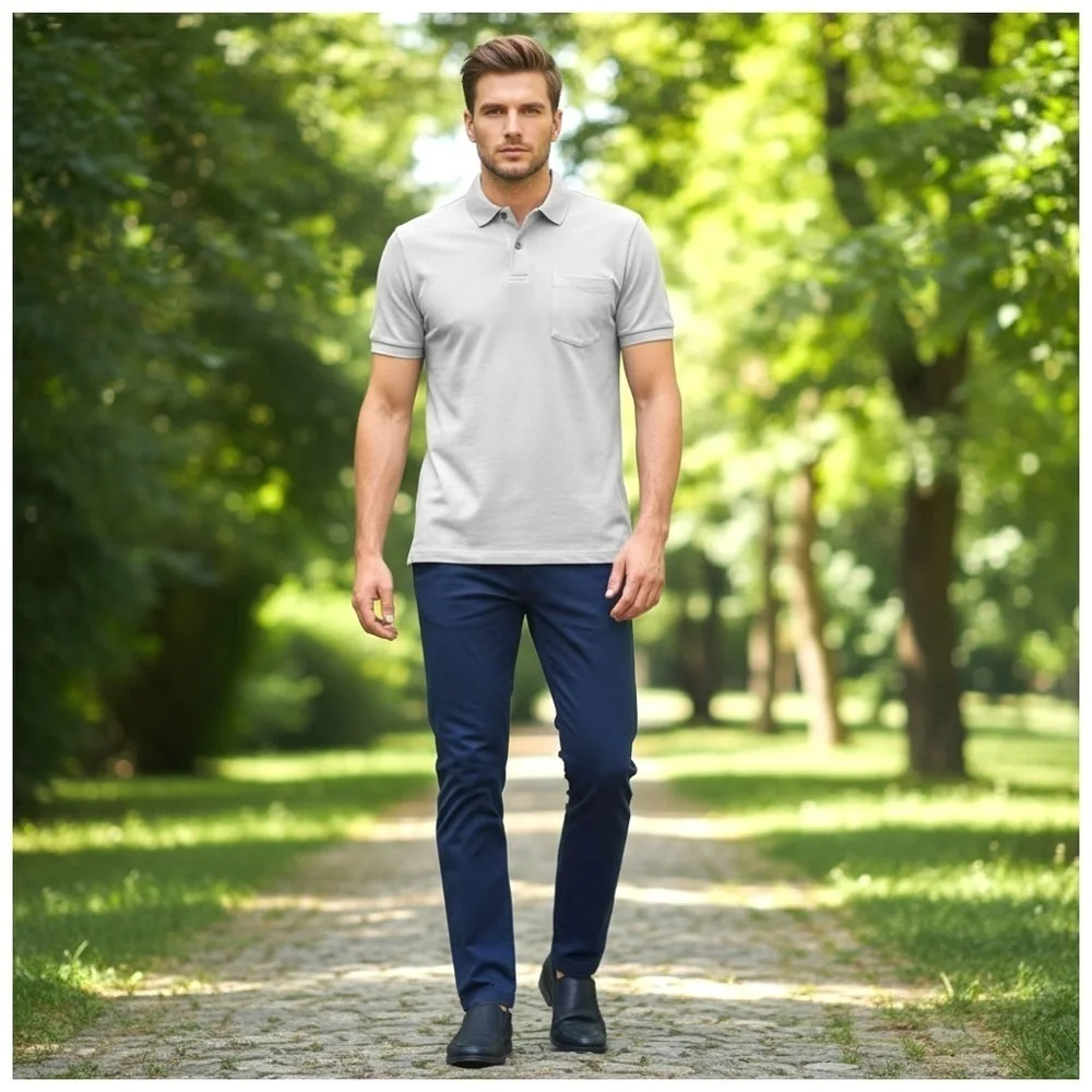 Polo by Ralph Lauren Men’s Short-Sleeve Polo Shirt. Slate. Large